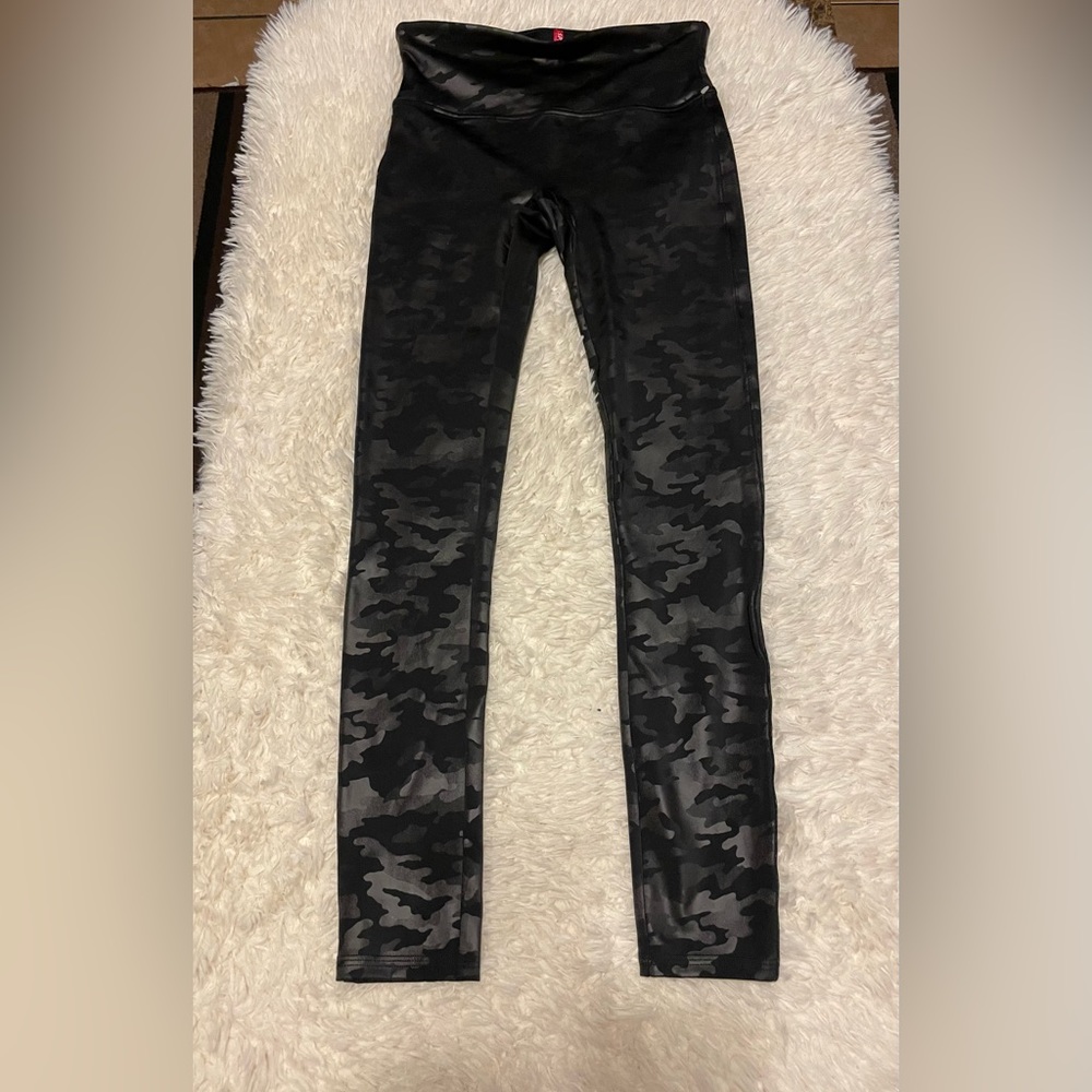 Spanx Camo Faux Leather Leggings